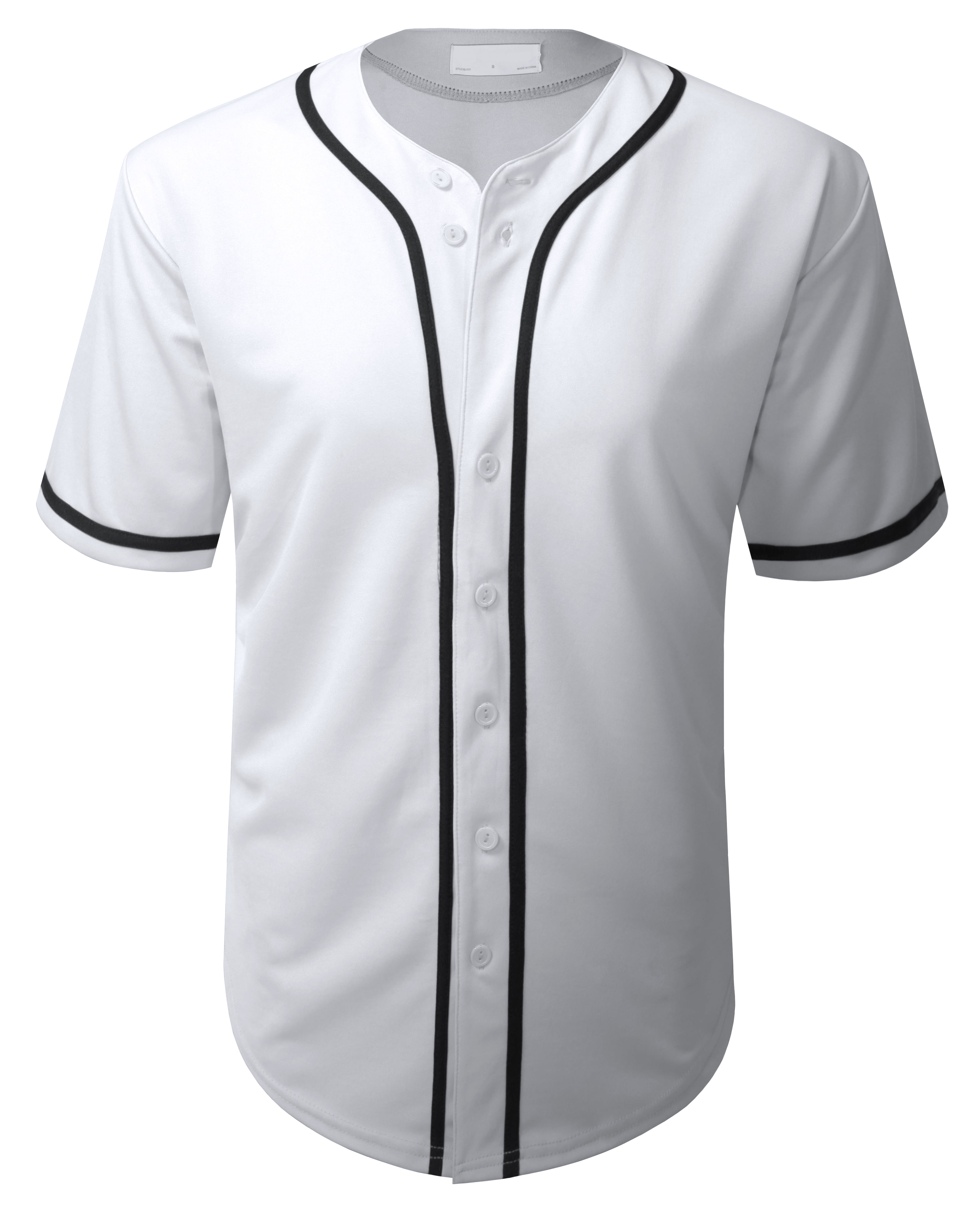 Allsense Men's Basic Sport Outline Baseball Jersey Classic Short Sleeve  Shirt White 3XL