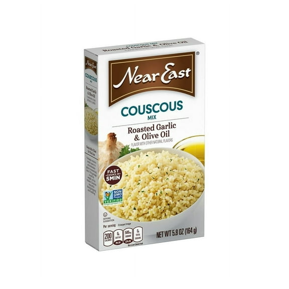 Pack of 2 Near East Roasted Garlic & Olive Oil Couscous Mix, Packaged Meal, Shelf-stable 5.8 oz Box