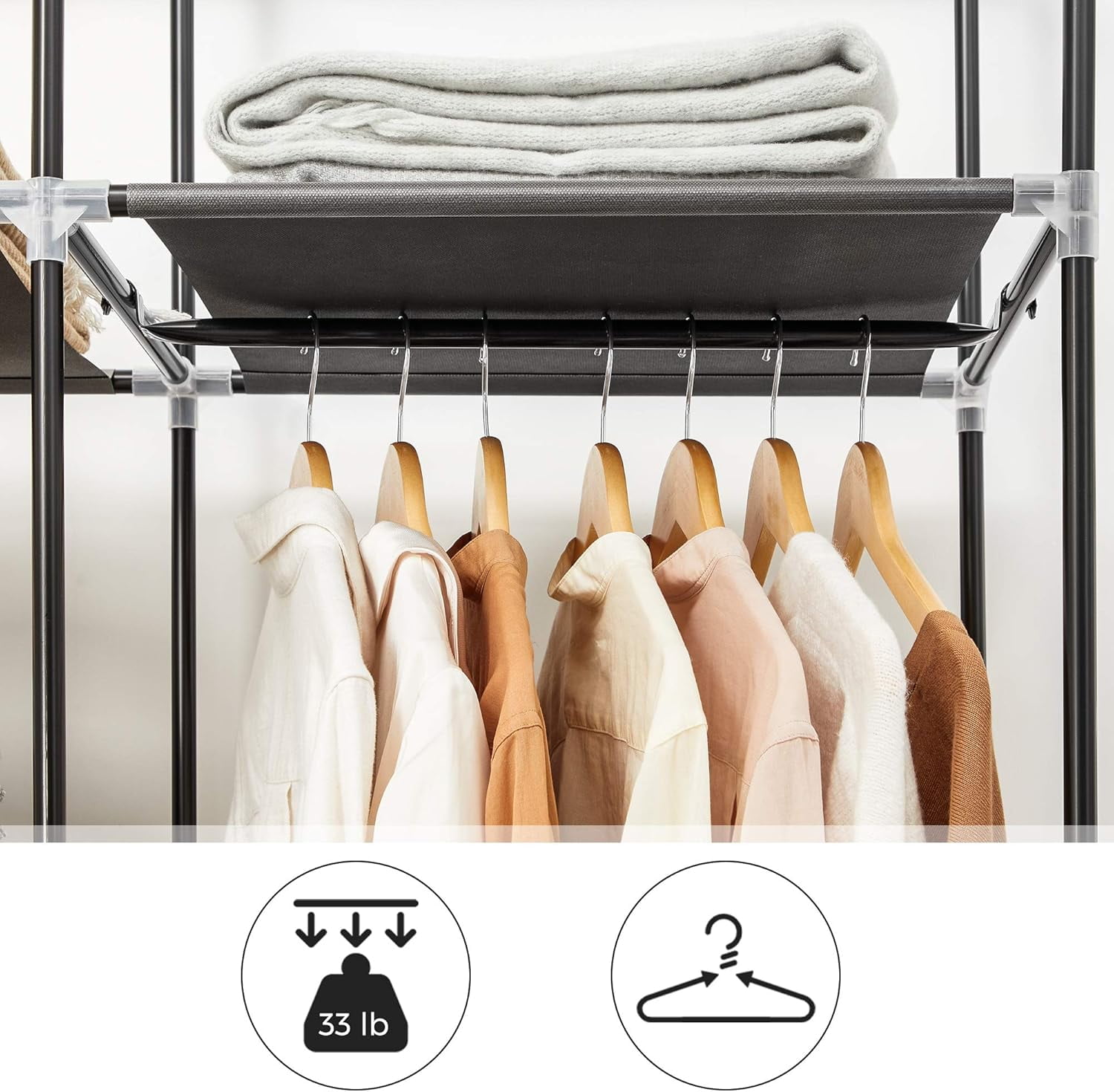 Songmics Home Foldable Closet Organizer – 59 x 17.7 x 69 Inch 9-Compartment Wardrobe with Fabric Cover for Bedroom Storage, Ink Black