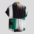 thumbnail image 3 of Camisas Manga Larga Hombre Manga Casual Collar Short Fashion Shirt Print Button Blouse Men's Turn Down Men Shirts (Green, XXL), 3 of 7