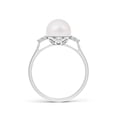 thumbnail image 2 of ANGARA Japanese Akoya Cultured Pearl Ring with Trio Diamonds in 925 Sterling Silver for Women | June Birthstone, Birthday, Anniversary, Jewelry Gift for Women | Pearl Ring, 2 of 8