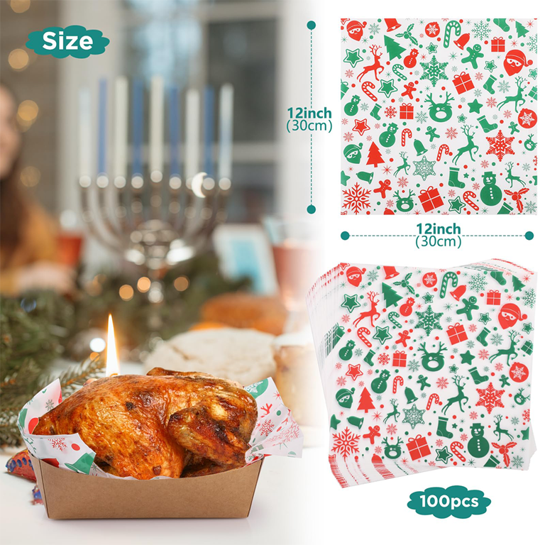 100 Pcs Sandwich Wrapping Paper Deli Paper Sheets 12x12 Inch Food Basket Liners