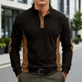 thumbnail image 2 of Corduroy Polo Shirts for Men Spring Fall Casual Long Sleeve Stand Collar Color Block Work Shirts, 2 of 4