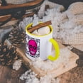 thumbnail image 5 of 3dRose, Day of the Dead Skull Día de los Muertos Sugar Skull Pink White Black Scroll Design, 11oz Two-Tone Yellow Mug, 5 of 7
