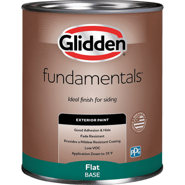 Glidden Fundamentals Exterior Paint Tintable Base / , Flat, 1 Quart