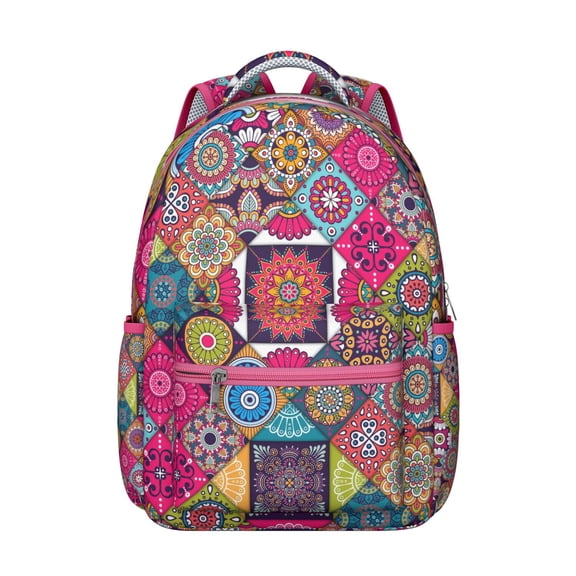 Ethnic Tribal Backpack - Boho Fashion Daypack with 17" Laptop Compartment | Large Capacity College Bookbag for School, Dorm & Travel