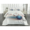 thumbnail image 3 of Ambesonne Bowling Party Quilted Bedspread Set 3 Pcs, Thrown Ball Hit, Queen Size, White Pale Blue Red, 3 of 5