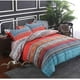 thumbnail image 3 of Juego de Funda Nórdica Boho Rojo Azul Colorido Retro Rayas 3pc 90 x 90 Lujo, 3 of 9