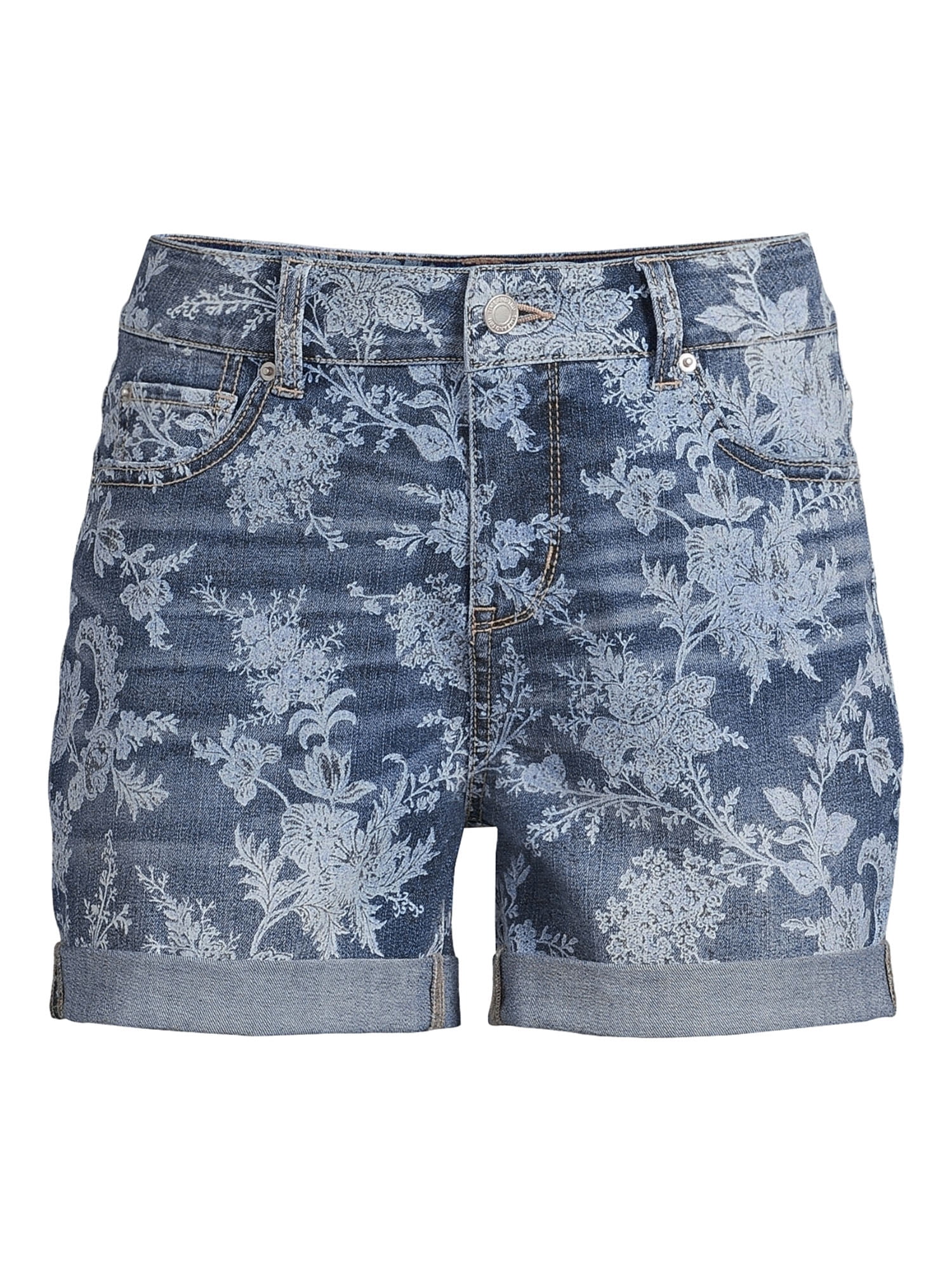 Time and Tru Women's Mid Rise Cuffed 4" Denim Short