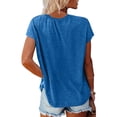 thumbnail image 5 of Women's Heather Cotton Spandex V Neck T Shirts Short Sleeve Casual Tops Soft Stretchy Loose Fit Tees for Daily Wear and Loungewear, 5 of 9