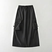 Women's Casual Cotton Skirt Elastic Waist Scrub Peasant A-Line Midi Skirts with Pockets Teen Summer Dresses Dresses For Photoshoot