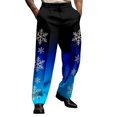 thumbnail image 2 of Mens Christmas Dress Pants Gradient Color Festive Snowflake Print Holiday Business Casual Suit Pants, 2 of 5