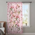 thumbnail image 3 of Pink Orchid Sheer Curtains 45 Inches Long, Spring Floral Flowers Leaves Botanical Light Filering Curtains, Breathable Simi Curtain Privacy Drapes for Kitchen Bathroom Small Window Treatment, 3 of 9