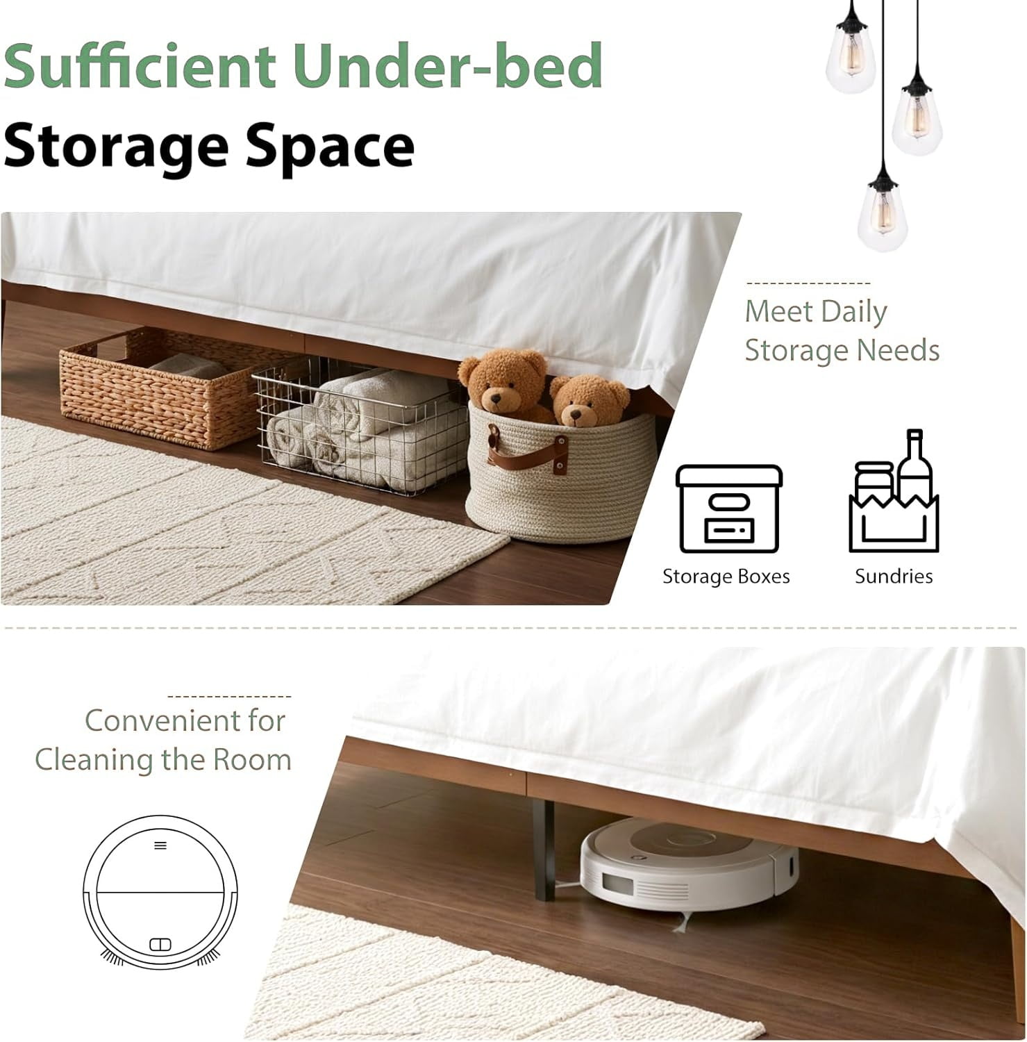 Solid Wood Bed Frame, King Size with Wood Slat Support, Sturdy Noise-Free Platform Design, No Box Spring Needed, Easy Assembly, Dark Brown