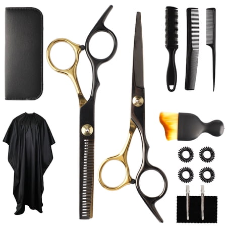 Audessy 15 Pcs Hair Cutting Scissors Shears Kits, Professional Stainless Steel Hairdressing Shears Set Professional Thinning Scissors for Barber/Salon/Home/Men/Women/Kids/Adults