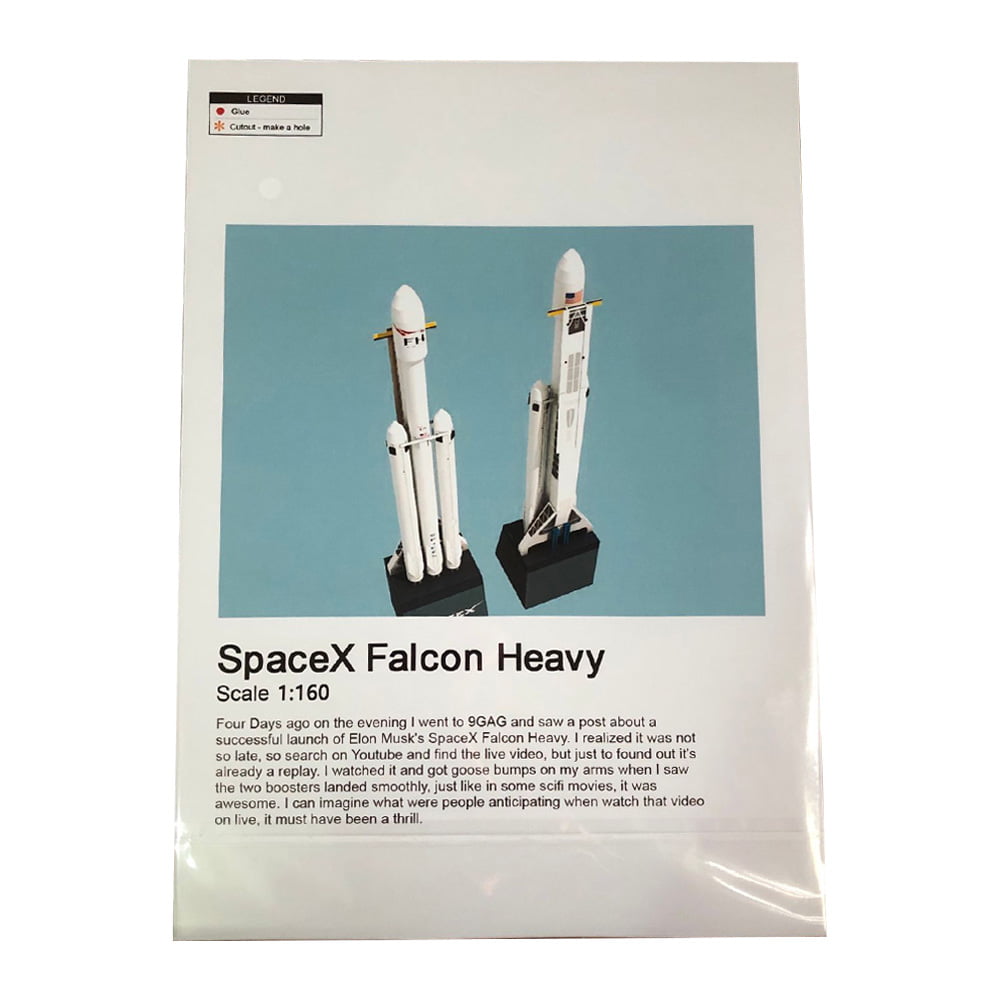 Details about   42cm 1:160 SpaceX Falcon Heavy-duty Rocket 3D Paper Model DIY Space YUBW 