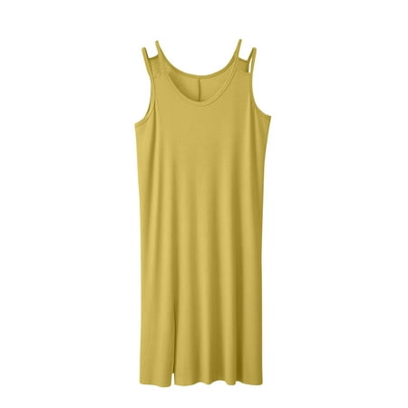 Tumotour Nightgowns For Women Wide Strap Dress Pajamas Loungewear Sleeveless Nightgown Sleepwear Chemise Lingerie Dress Round Neck Sleepwear Nightshirt