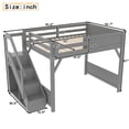 thumbnail image 2 of Harper & Bright Designs Full Size Loft Bed with Built-in Wardrobe and Shelves, Wood Loft Bed with Guardrails and Stairs, Gray, 2 of 11