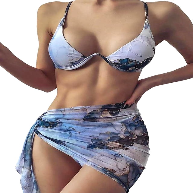 Toystoory Traje de baño de tres piezas para mujer, traje dividido estampado, fiesta en la playa, traje de baño de poliéster a la moda, ropa de Type2 NO2