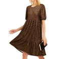 thumbnail image 5 of HUBERY Women Crew Neck Short Puff Sleeve Ruffled Keyhole Back Midi Dress, 5 of 6