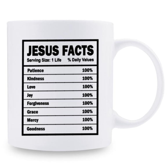 Jesus Facts 11oz Ceramic Coffee Mug Funny Inspirational Christian with Life Values Reusable Dishwasher Home Decor Birthday Christmas or New Year Coffee Lover Gifts