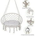thumbnail image 4 of Chaise Hamac, Chaise Balançoire en Corde de Coton Macramé avec Coussin et Kit de Matériel pour Intérieur, Extérieur, Patio, Jardin, 4 of 7