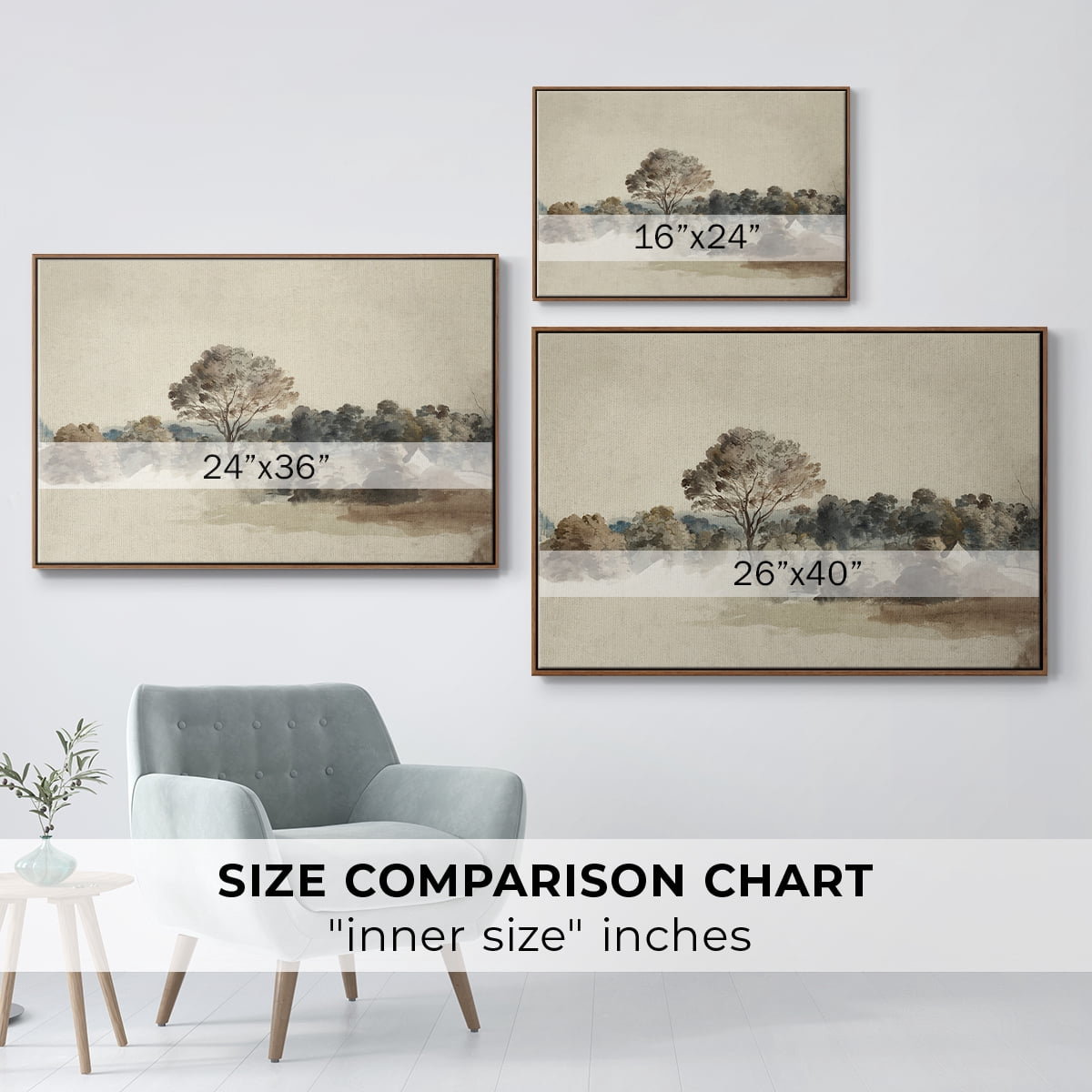 Vintage Landscape-MVI By Wexford Home Framed in Walnut Wood Gallery Wrapped Canvas 25 in. x 37 in.