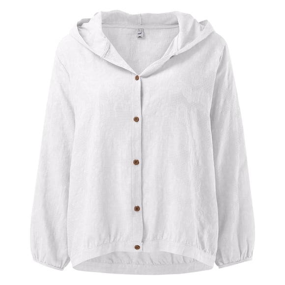 TSADFHJI Cardigan à Capuche pour Femmes Remis à Neuf avec Boutons, Blanc, P