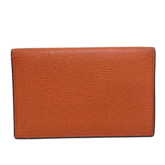 Pre-Owned Valextra Leather Business Card Holder/Card Case, Orange, for Men and Women (Good)