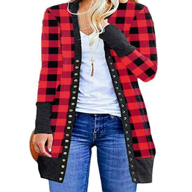 Cardigan de Noël à Manches Longues pour Femmes, Vêtements de Vacances Mi-Longs