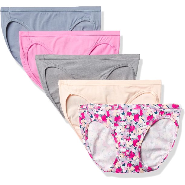 Hanes Ultimate Women's Bikini Panties Pack, MoistureWicking Bikini Underwear, Moderate Coverage