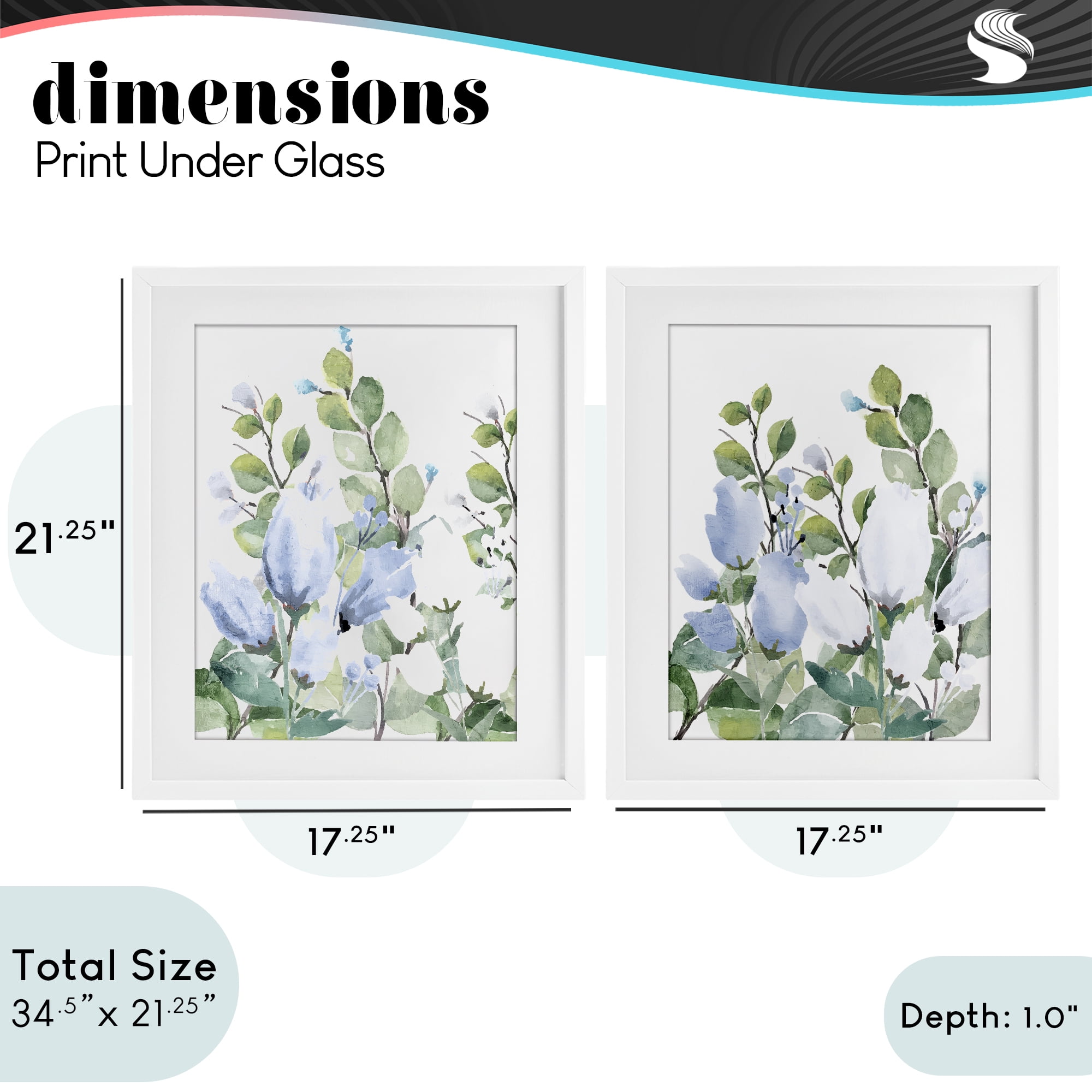 Stupell Industries Blue Spring Watercolors 2 Piece White Framed Print Under Glass Set, design by Kim Allen