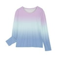 thumbnail image 4 of HOMADLES Long Sleeve Shirts for Teen Girls Gradient Round Neck Solid Lightweight Casual Outdoor, Fashion Tee Purple 11 T, 4 of 7