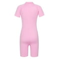 thumbnail image 2 of RUNQHUI Kids Girls One Piece Short Sleeve Wetsuit Swimwear Shorty Aerobics Swimming Rash Guard Diving Pink 12, 2 of 7