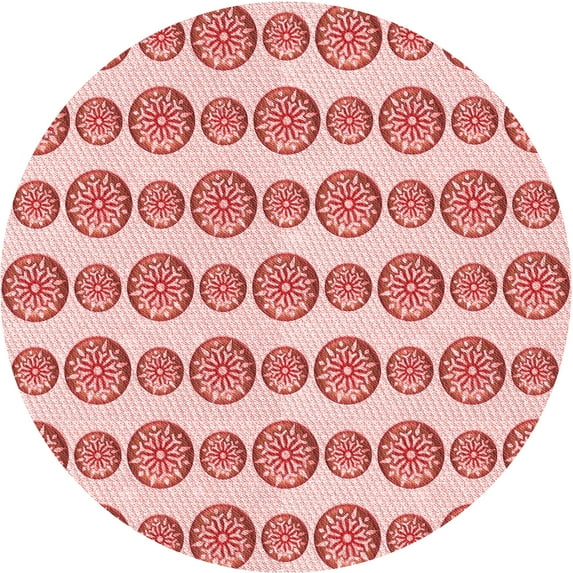 Ahgly Company Machine Washable Indoor Round Transitional Pink Area Rugs, 8' Round