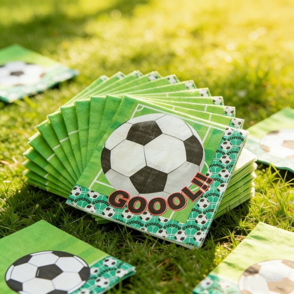 20PCS Soccer Paper Napkins, Disposable Soccer Dinner Napkin Tableware Supplies, Soccer Birthday Party Decoration Napkins Supplies, 13" x 13"