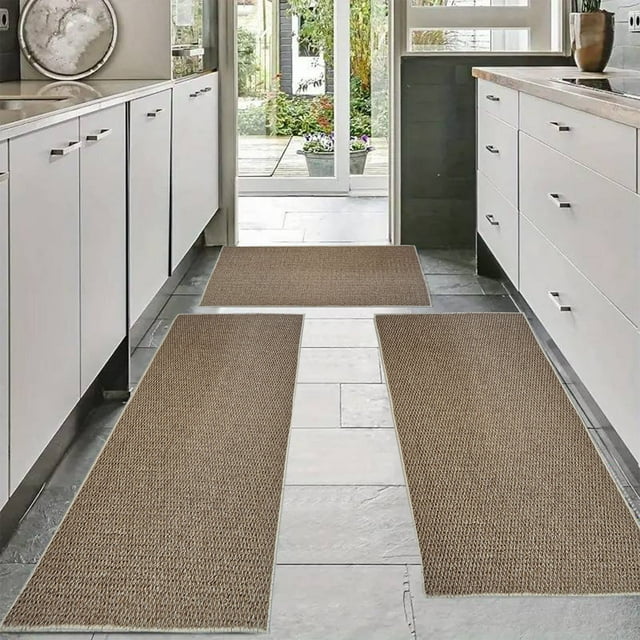 Sale Today Clearance! Large Burlap Rug Set, 3-Piece Solid Color Indoor/Outdoor Doormat, Non-Slip, Durable Kitchen, Office Mat, Oil & Wear-Resistant, Easy-Clean