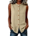 ClodeEU Women's Stand Collar Sleeveless Button Down Blouse,Casual Solid ...