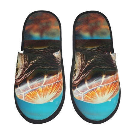 

Yiaed Realistic Turtle Print Unisex House Slippers Slip on Warm Shoes Indoor Outdoor with Anti-slip sole-Medium