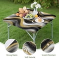 thumbnail image 4 of Black Marble Gold Wave Pattern Square Fitted Tablecloth with Elastic Edge,Square Table Cover,Washable Elastic Table Cover for Home Kitchen Party Decor 34"x34", 4 of 6