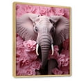thumbnail image 2 of Designart "The Elephant Amidst Romantic Blooms I" Animals Elephant Floater Framed Canvas Prints, 2 of 5