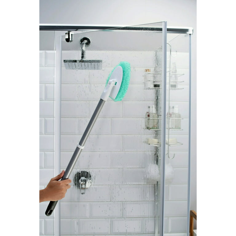 Moku Home Shower Scrubber 3 in 1 Extendable Long Handle 58 Cleaning Brush  - Non Scratch Shower Brush for Cleaning Bathroom Kitchen Toilet Wall Tub