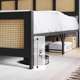 thumbnail image 3 of Eastvita Bohemian Rattan Queen Size Bed Frame with Headboard Noise - Free/Strong Metal Slats Support/No Box Spring Needed/Black, 3 of 6