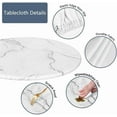thumbnail image 3 of White Marble Round Fitted Tablecloth Stone Texture Washable Table Cover for Kitchen Dining Party 40-44 inch, 3 of 4