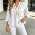 thumbnail image 1 of Neewe Women Classic Plain Fashion V-Neck 3/4 Sleeve Tops Casual Loose Basic T Shirt Daily Outfits, 1 of 6