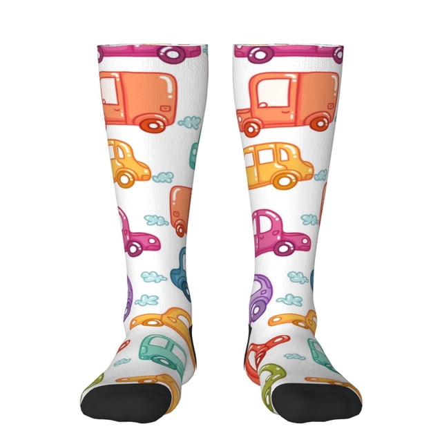 Balery Doodle Cars Calcetines novedosos Calcetines deportivos Calcetines hasta la rodilla Calcetines de algodón Calcetines originales y geniales