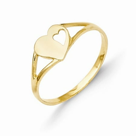 14k Yellow Gold Heart Baby Ring w/ Gift Box.