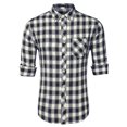thumbnail image 1 of Camisa a cuadros para hombre Camisa de vestir de cuadros occidentales con botones de manga larga Blanco negro M, 1 of 6