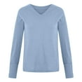 thumbnail image 4 of kayannuo Womens Tops Long Sleeve Shirts Fall Women's Turtleneck V-Neck Knitted Jumper Sweater Long Sleeve Elegant Casual Tops Sky Blue, 4 of 9