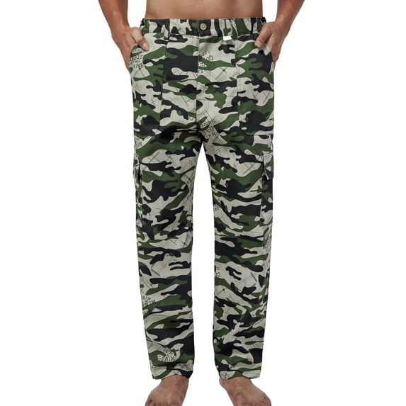 SHCKE Men's Camo Cargo Pants Outdoor Work Pants Wear-Resistant Ripstop Hiking Cargo Pants
